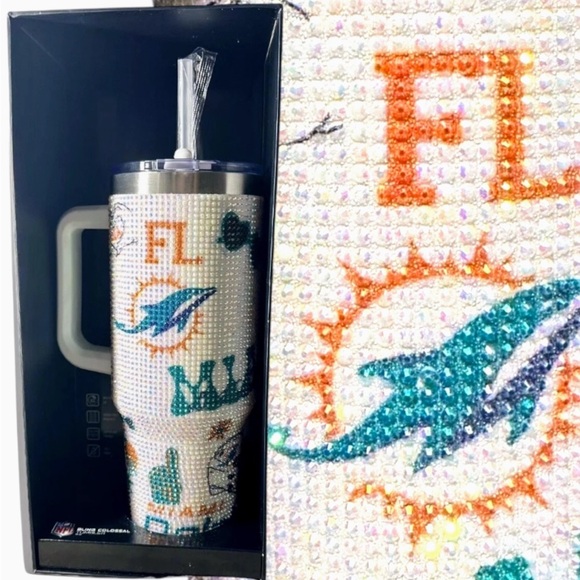 NFL Miami Dolphins Official 46oz Bling Colossal Studded Tumbler Limited Edition